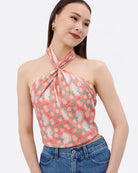 STUDIO QILING | Golden Peaches Pink Coral Double Side Silk Scarf 100