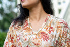 NIMBU | Arya Women's Long Kaftan Dress in Red with Gold Accents