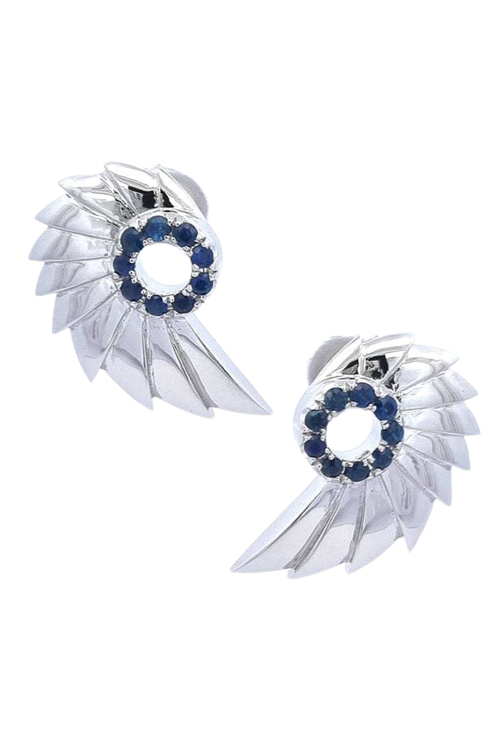 CREATIVE JEWELLERY STUDIO | Blue Sapphire "Music of the Sea" Rhodium Plated Silver Earrings by Glow ByM