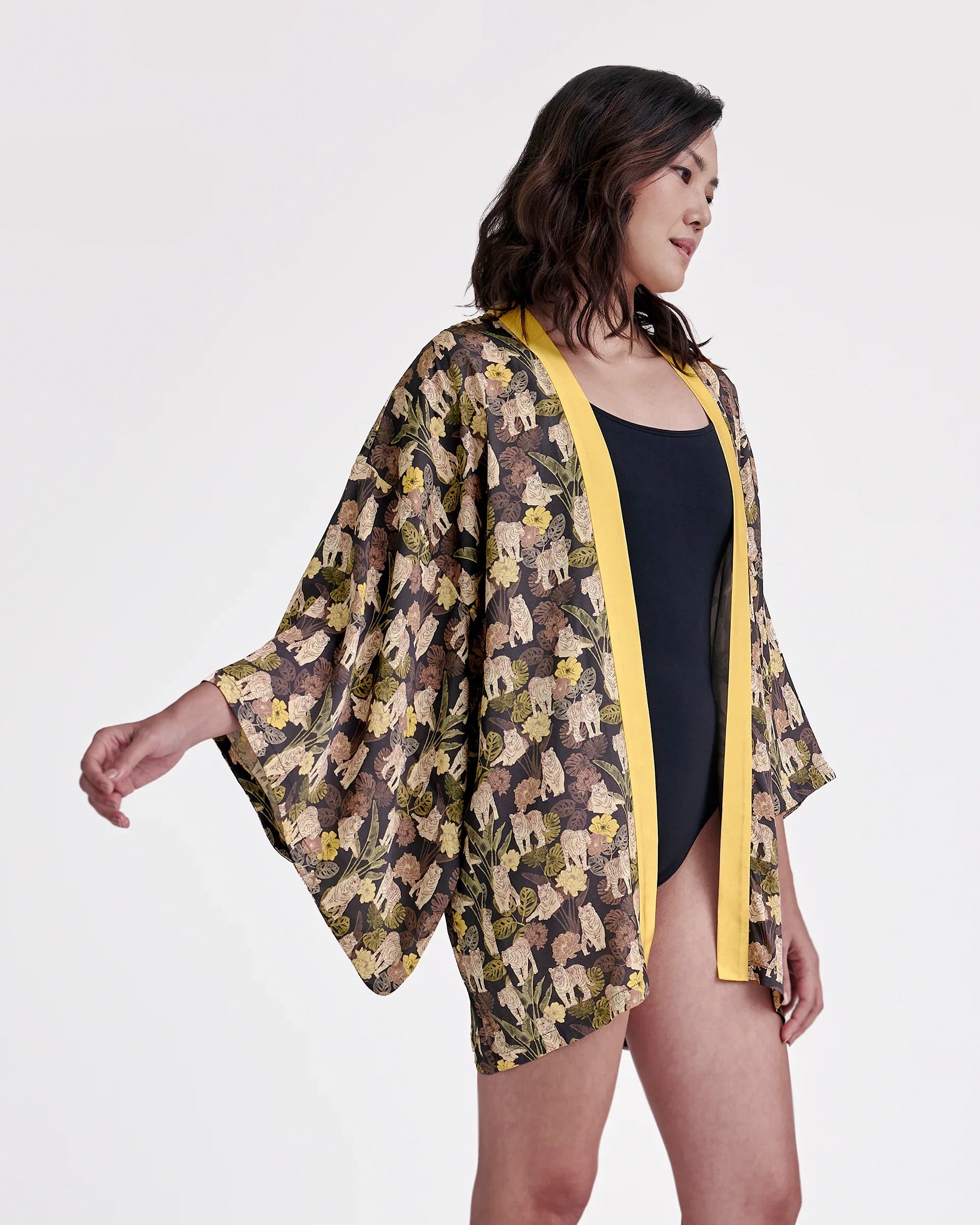 STUDIO QILING | Tiger Autumn Silk Blend Kimono