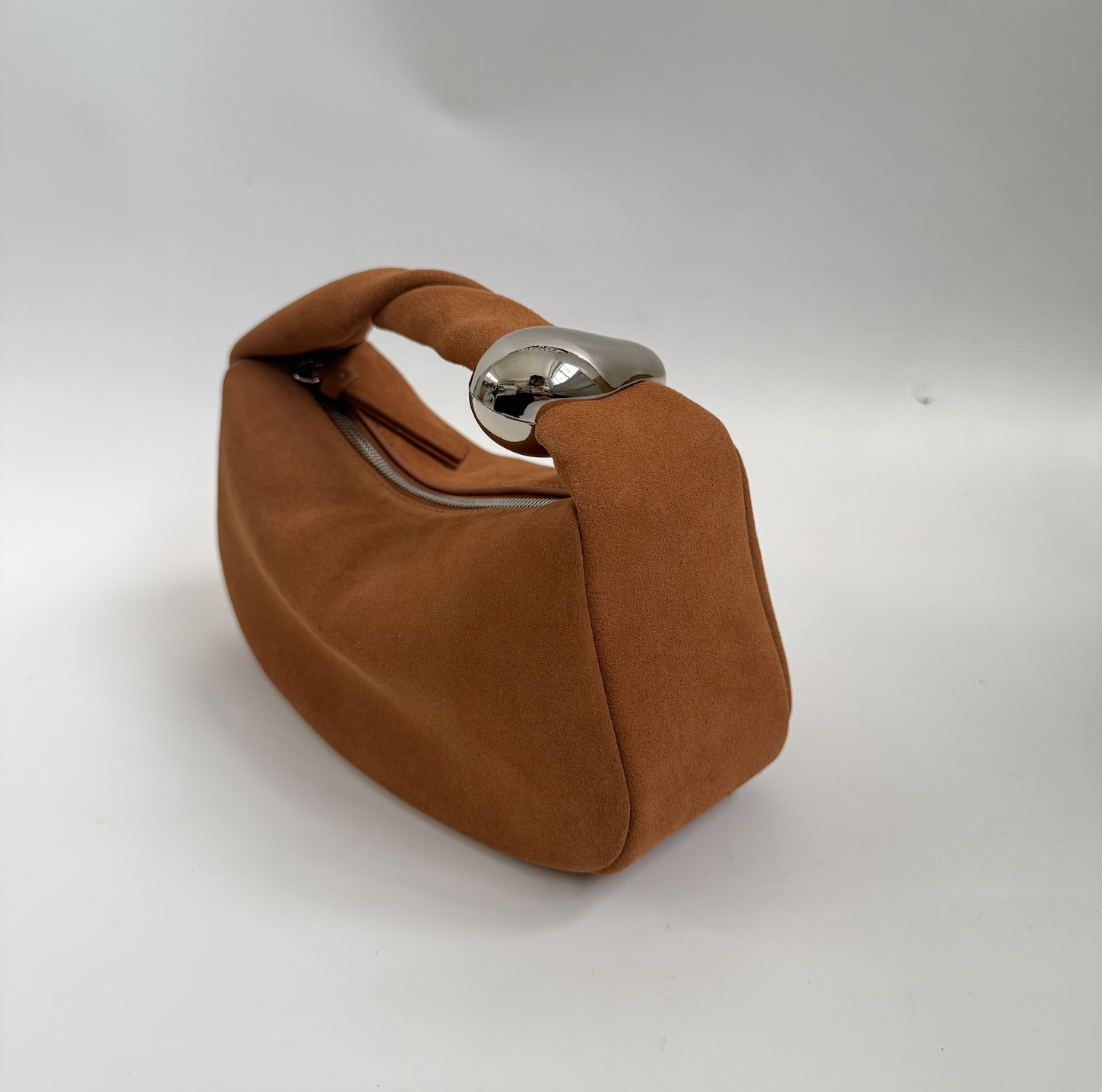 WU HAUS | Orbit Lightweight Suede Tan Sculptural Bag