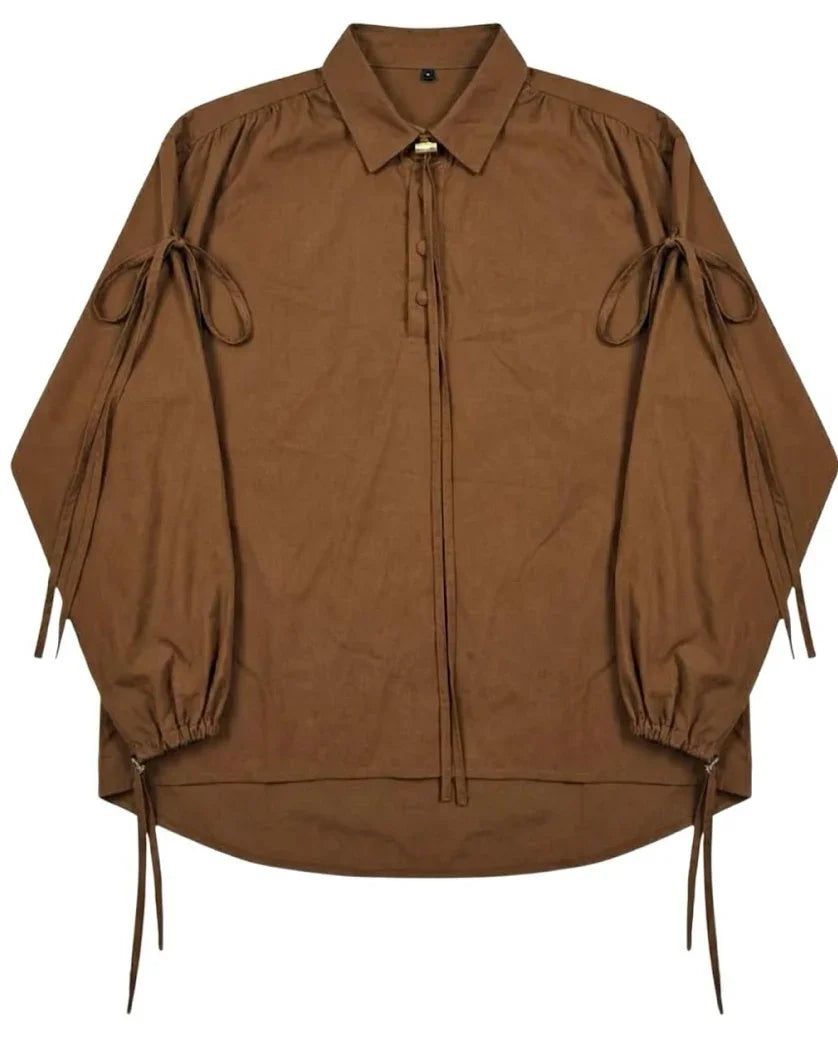 STUDIOMORAL | Oversized String Shirt Long Sleeve In Brown