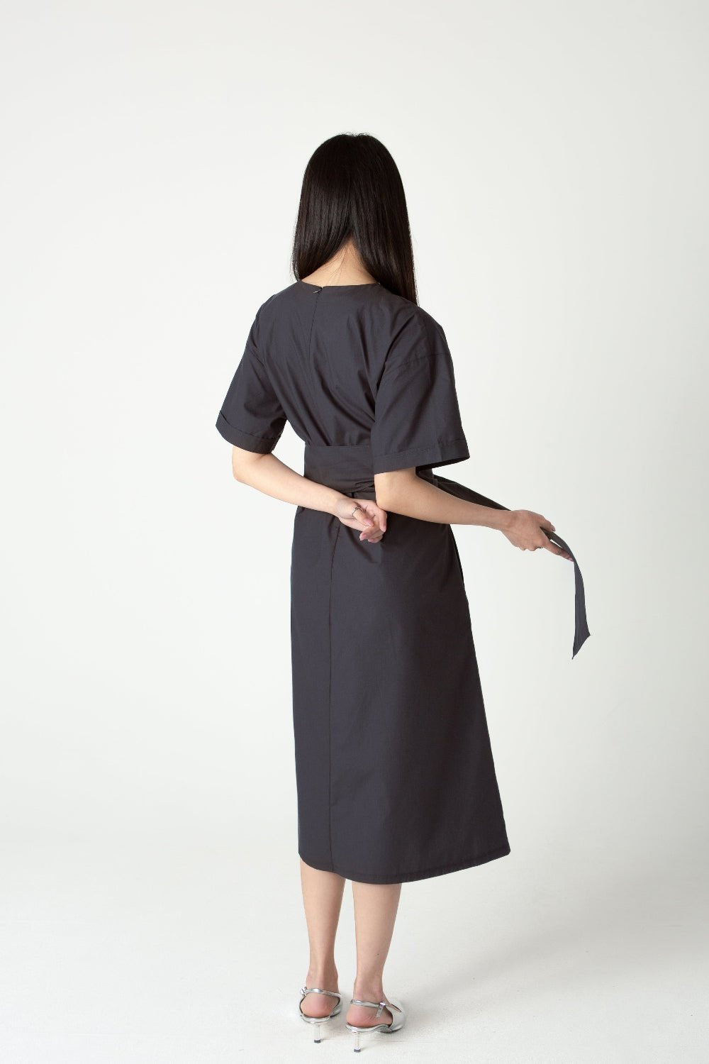 SAERO COLLECTIVE | Wrapline Dress | Charcoal Grey