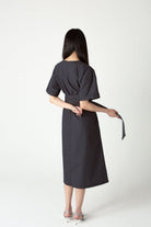 SAERO COLLECTIVE | Wrapline Dress | Charcoal Grey