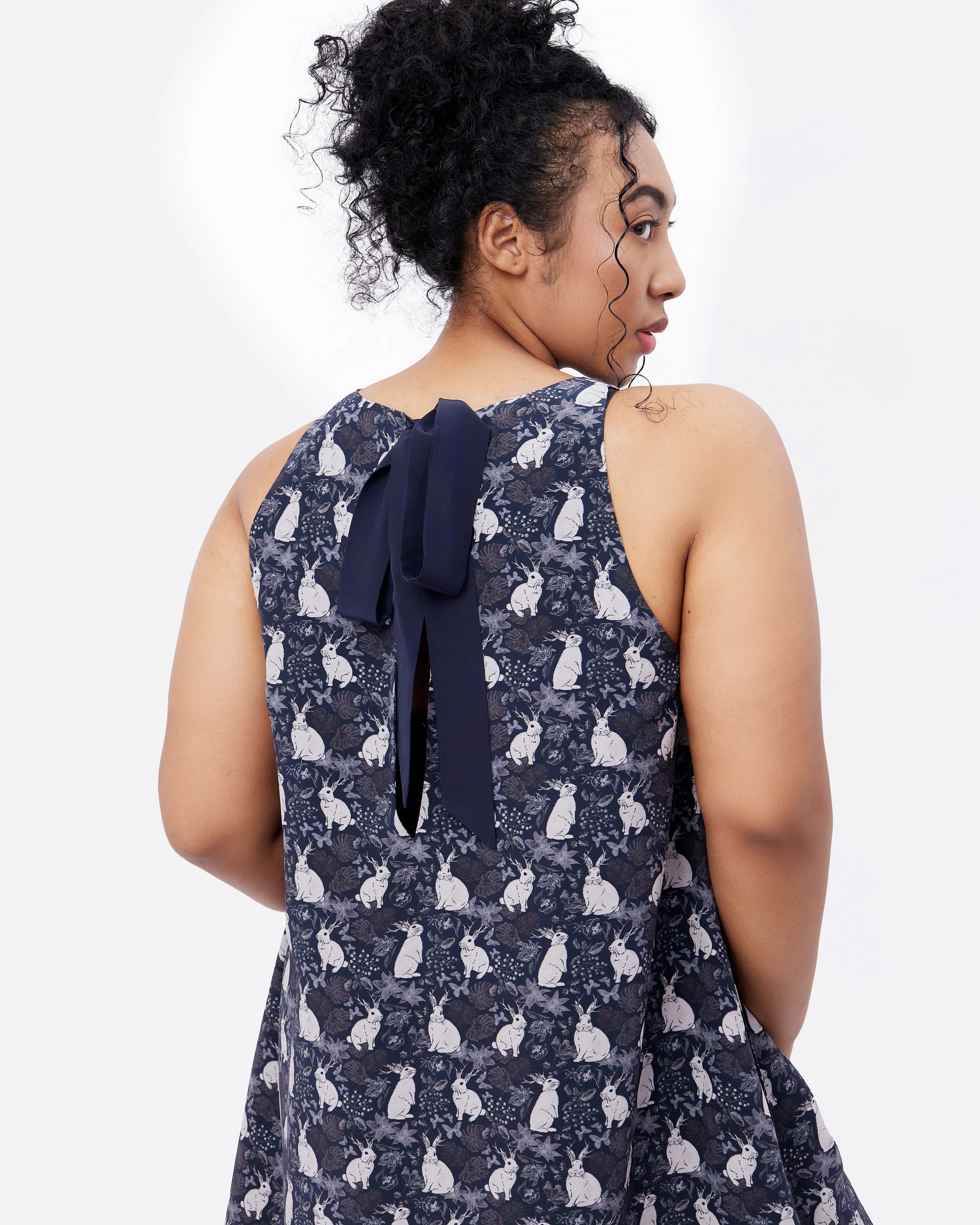STUDIO QILING | Jackalope Moonlit Night Silk Blend Mini Dress