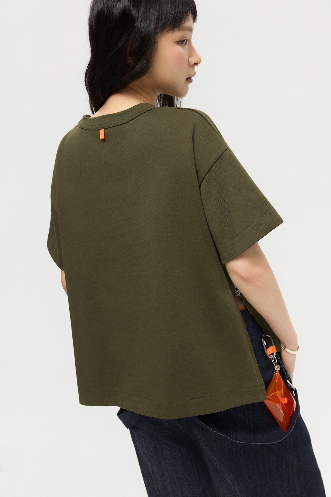 3EIGHTH | SOKKO Zip Tee in Olive Fig