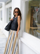 EDITION LIMITEE SINGAPORE | Long Skirt | Charcoal Stripes