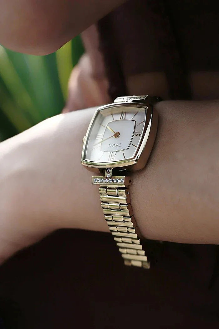 BLACK BY BLUE BRAVE | THCN T· II White Mother-of-Pearl Dial Gold Bracelet Watch