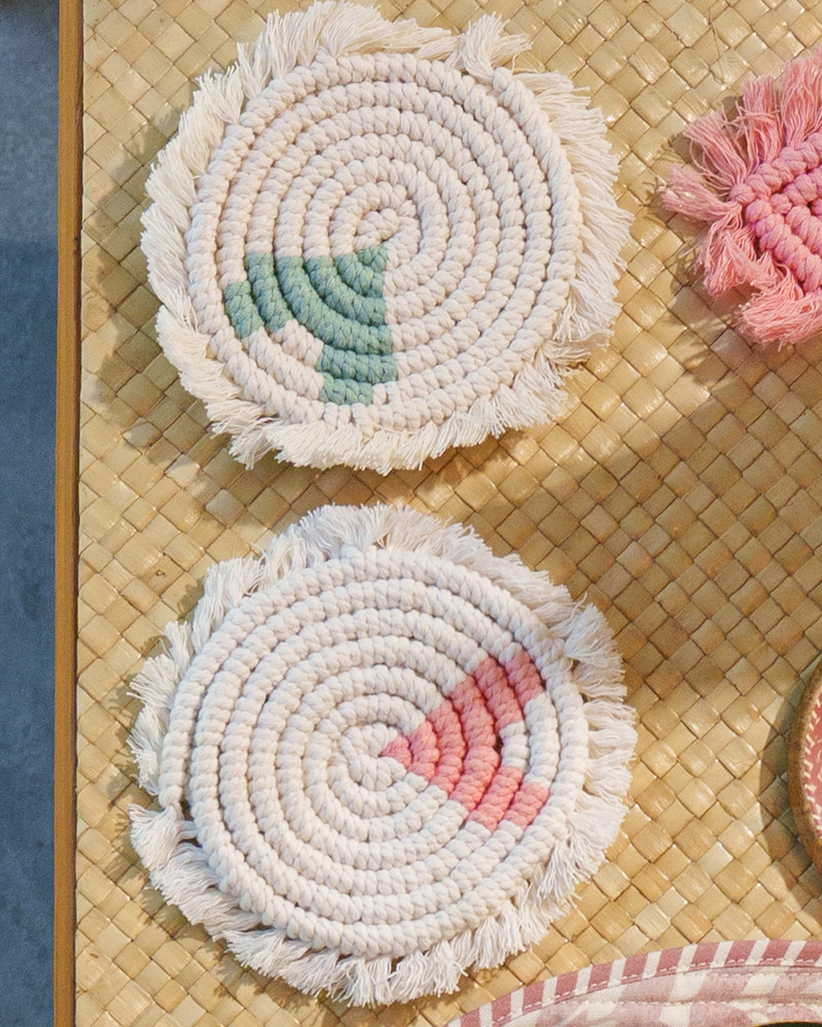 MEJA MAISON DE BALI | The Amour Macrame Coaster by Meja - Rose Tan