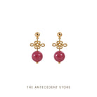 THE ANTECEDENT STORE | Auspicious Ruyi Knot With Rhodonite Earrings