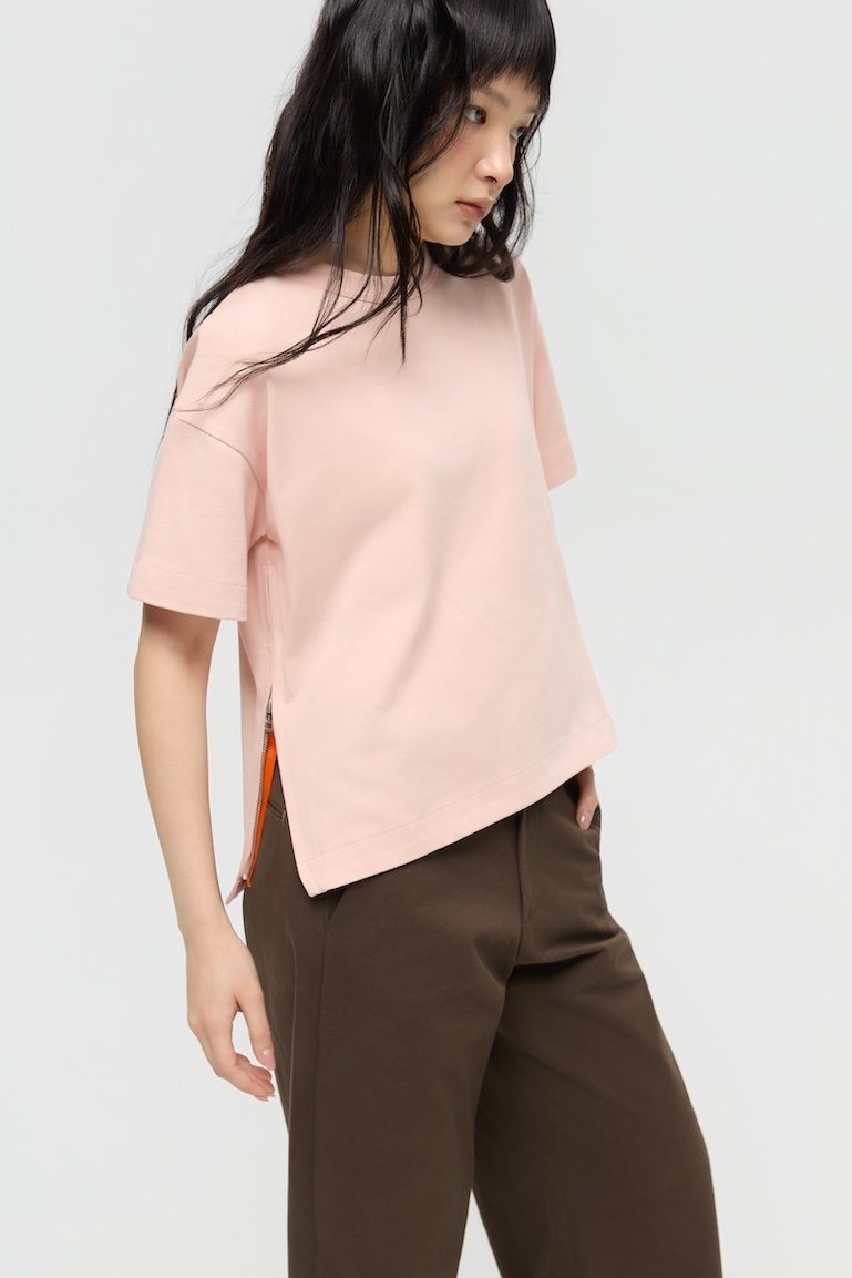 3EIGHTH | SOKKO Zip Tee in Blush Pink