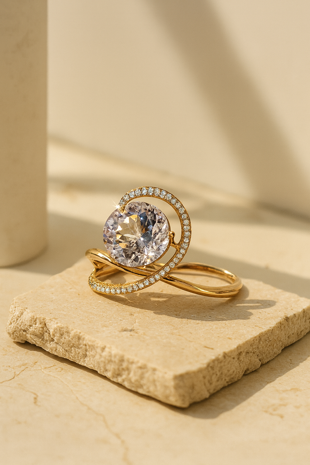 FOUNDATION JEWELLERS | 750 R/G Morganite & Diamond Ring 8.88gm Mor1-11.78ct D118-1.29ct (Size: 14.0)