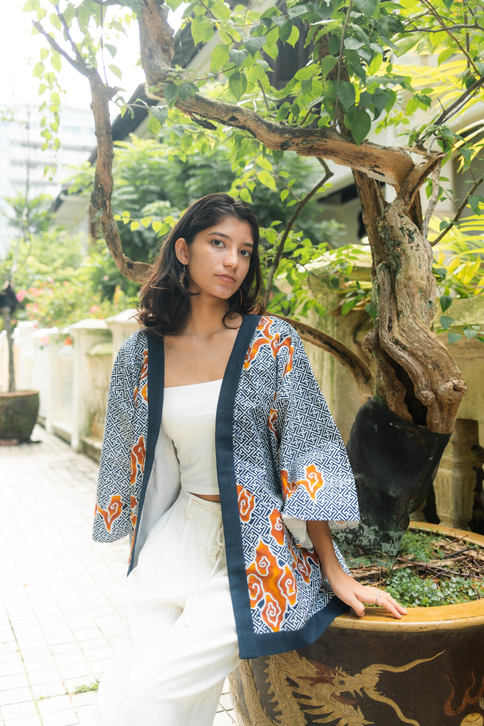 STUDIO GYPSIED | Batik Unisex Jacket In Tumbuh Indigo