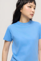 3EIGHTH | Mock Neck Tee in Azure Blue