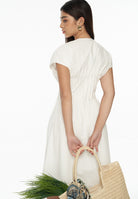 DRESSINGPAULA | Pleated Cotton Midi Dress