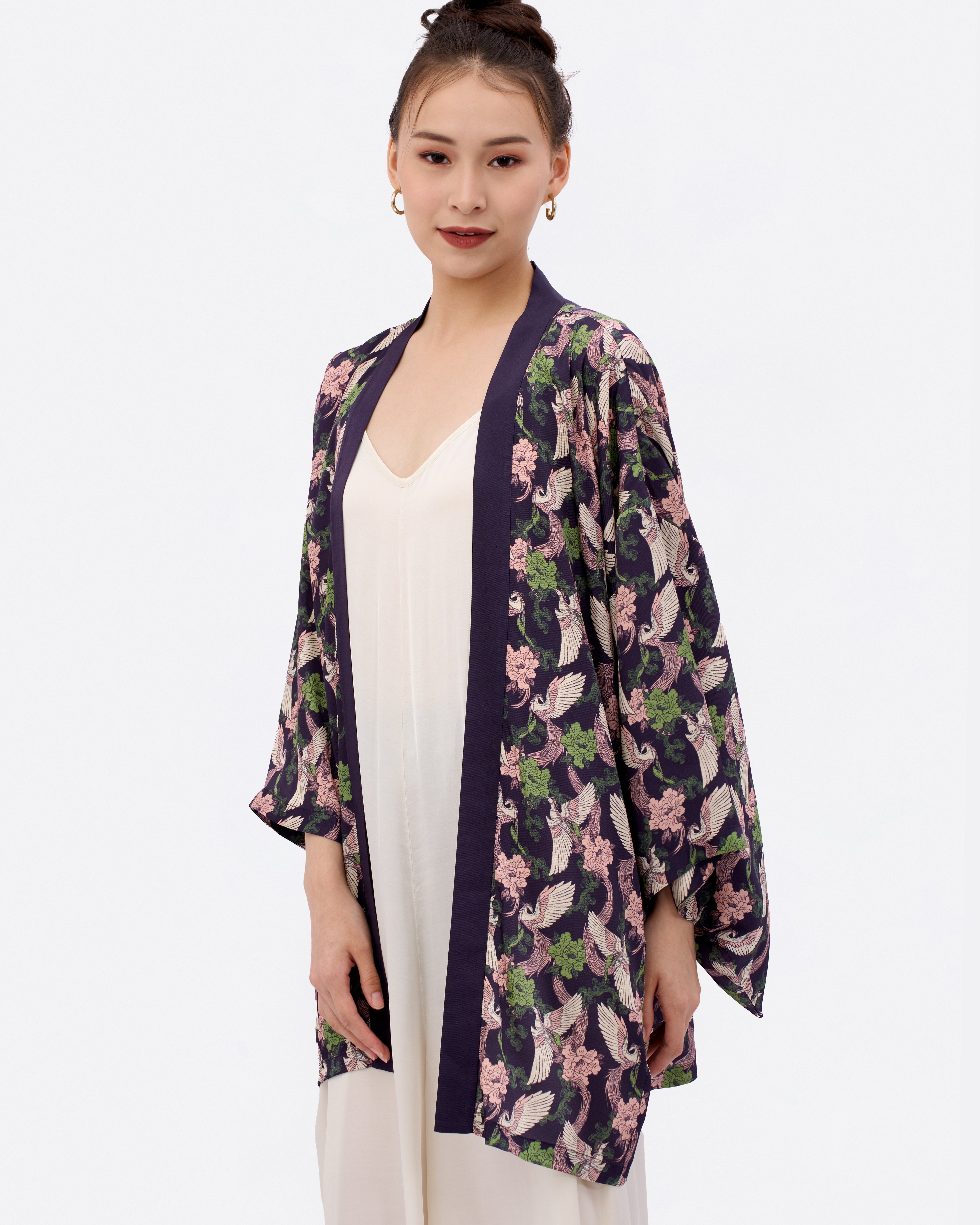 STUDIO QILING | Phoenix Pink Sage Silk Blend Kimono