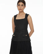 DRESSINGPAULA | Faux Two-Piece Pleated Skirt Tweed Dress