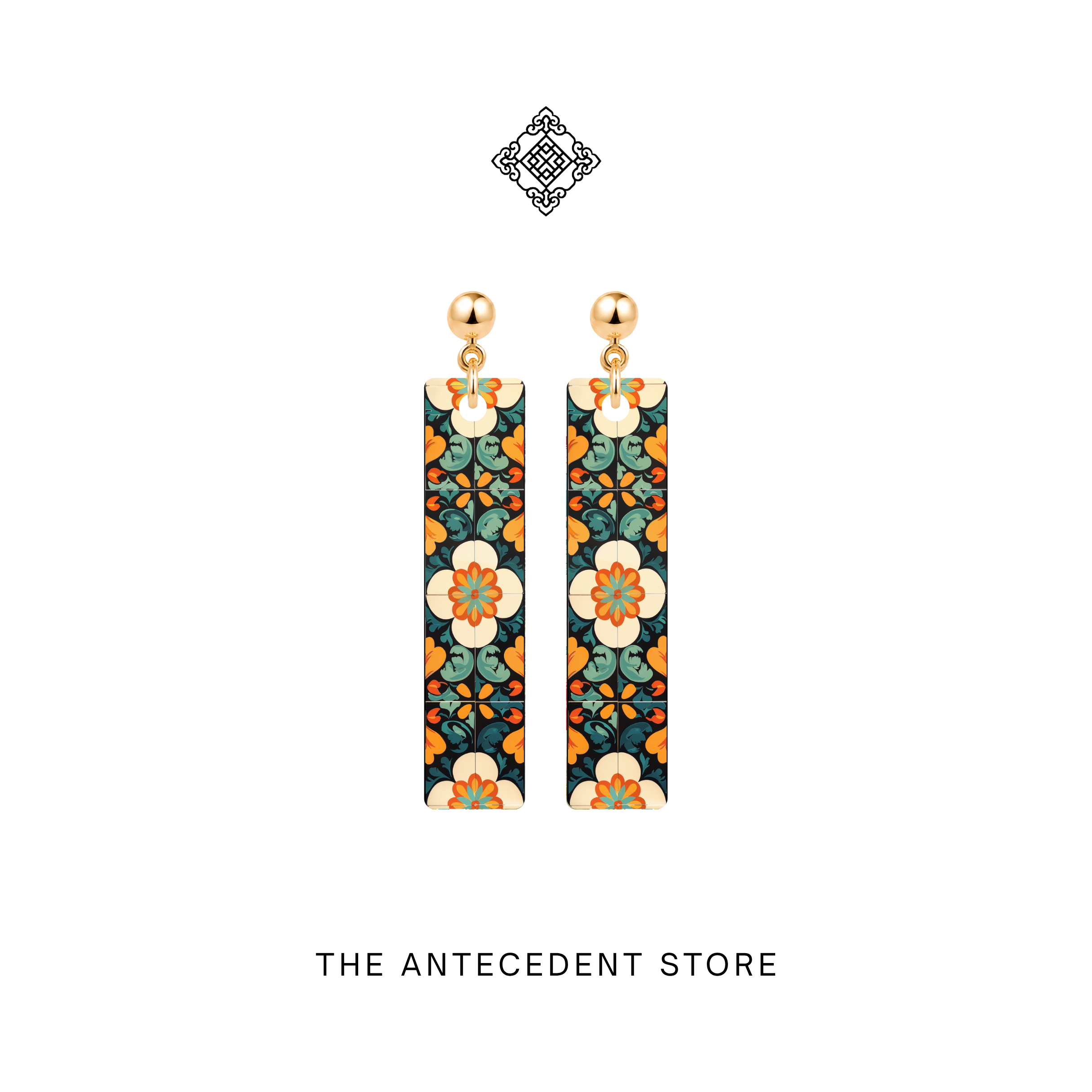 THE ANTECEDENT STORE | Auspicious Peranakan Tile Earrings