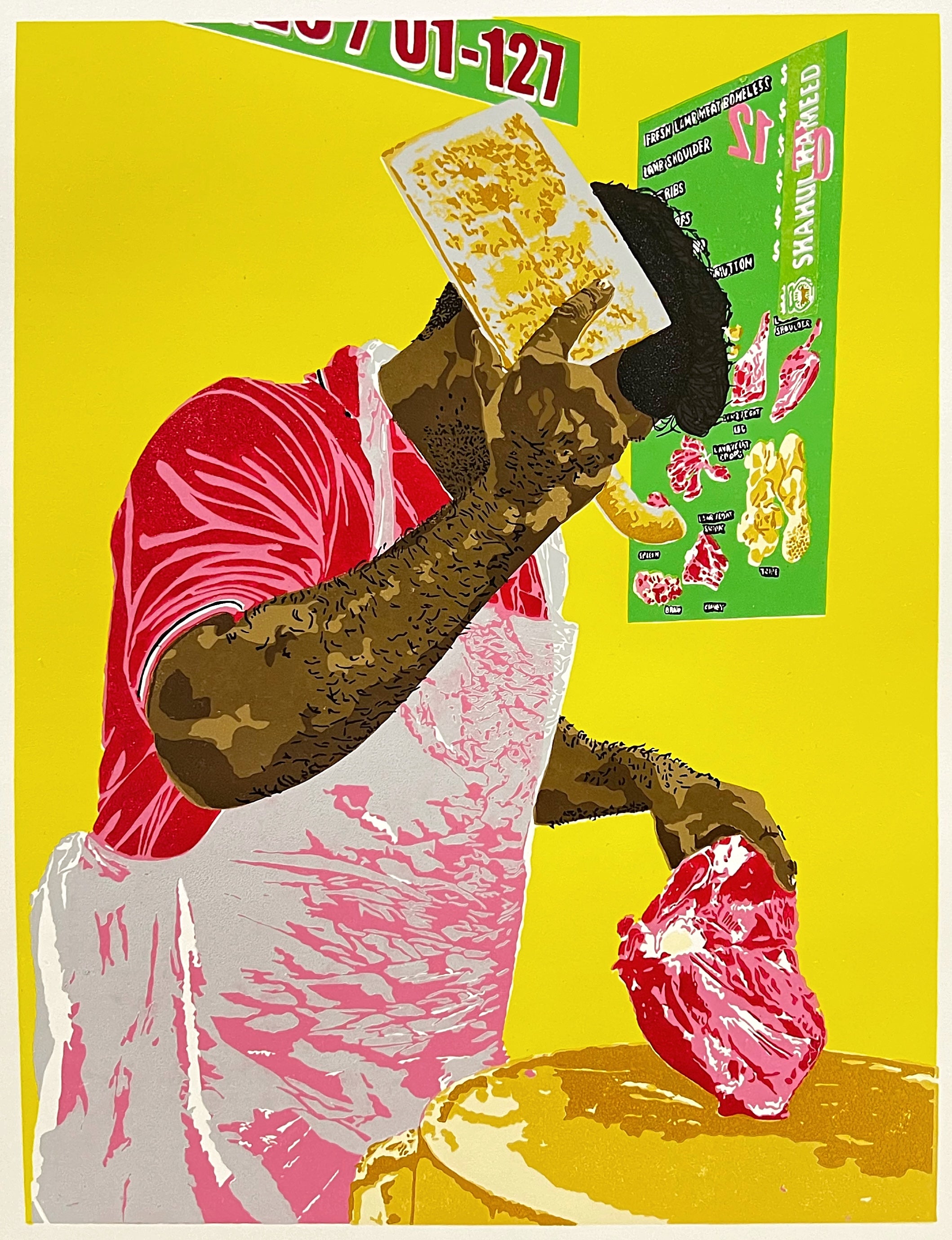 TATSU MAKER WORKS | Tekka Wet Market (Yellow), Original Linocut Print
