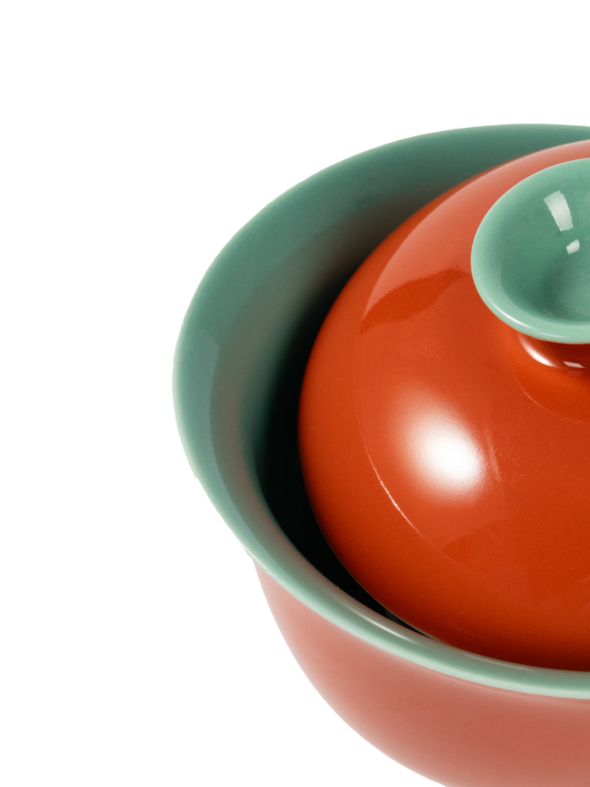 CRAFILAB | Brick Red & Turquoise Lucky Lidded Bowl