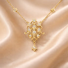FOUNDATION JEWELLERS | 750 Y/G Peranakan Natural Diamond Pendant On Chain "Flower" Motif 4.45gm, D12 - 0.36ct