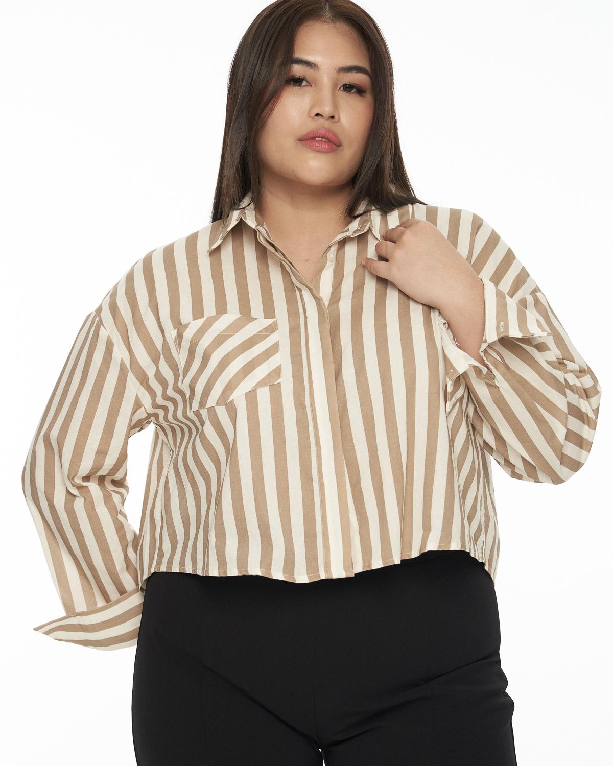 DRESSINGPAULA | Cotton Striped Crop Shirt