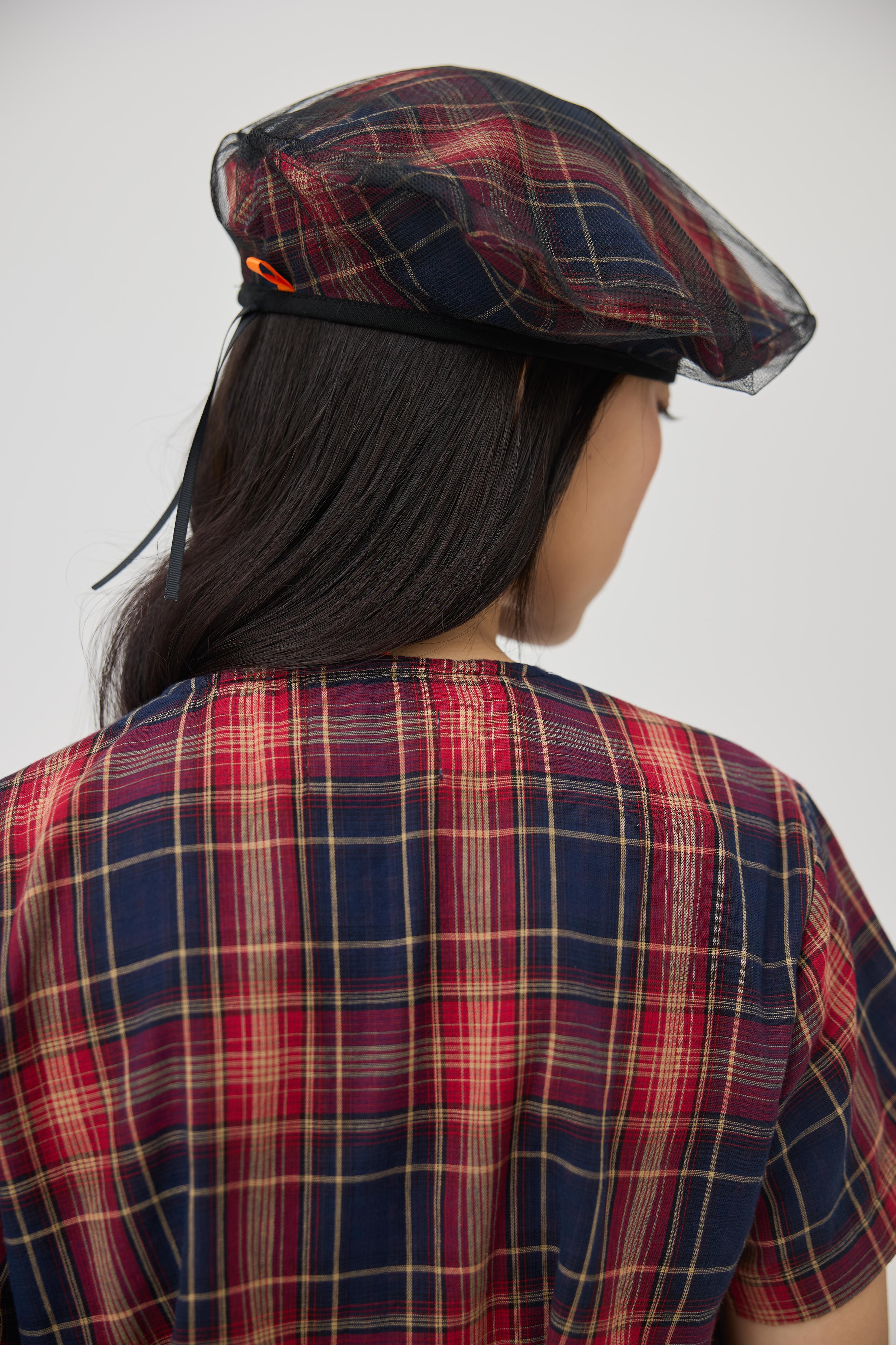 3EIGHTH | Kage Beret in Red Tartan Double Gauze
