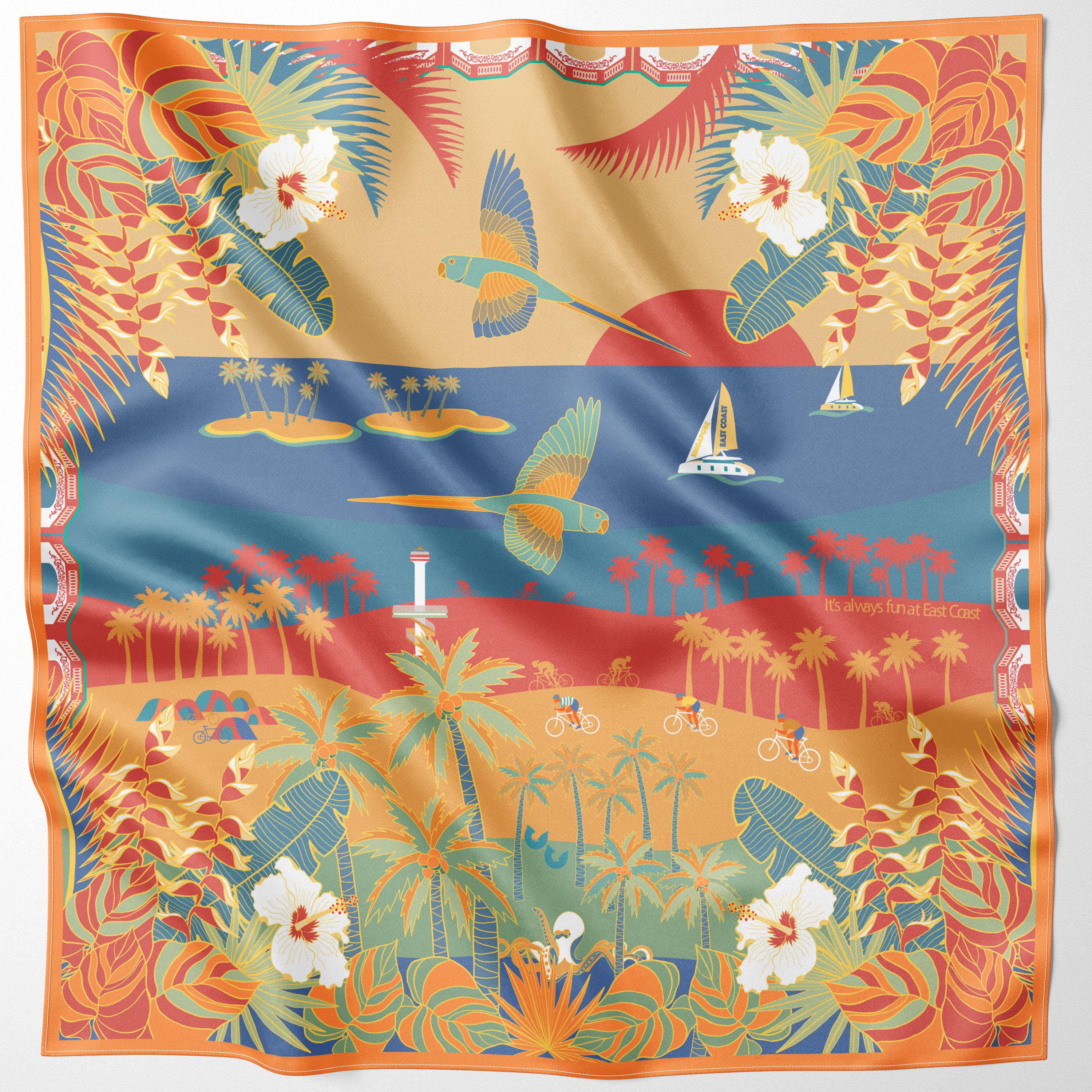 BINARY STYLE | Sunset at the East Coast Silk Scarf