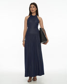 DRESSINGPAULA | Chambray Halter Maxi Dress