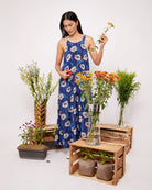 STUDIO QILING | Dancing Poppies Moonlight Reversible Silk Blend Maxi Dress