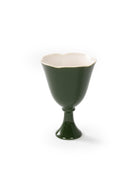CRAFILAB | White Jade Clay Porcelain - Dark Green - Stemmed Flower-Rim Teacup