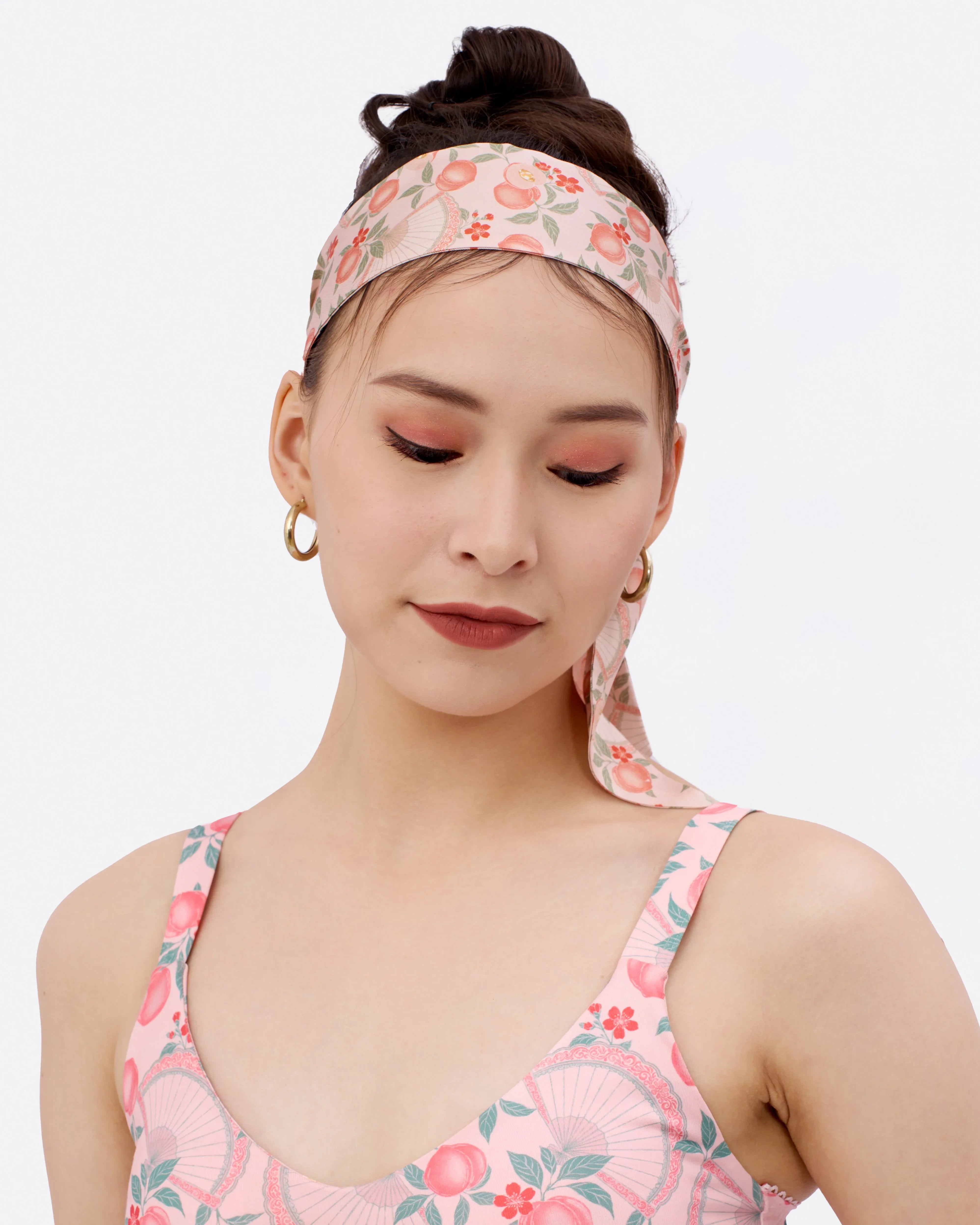 STUDIO QILING | Golden Peaches Pink Silk Bandeau 100