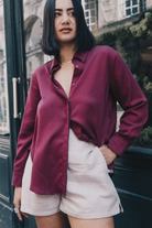OLIVE BASICS | Joanna Expandable Pocket Shorts in TENCELâ„¢ Linen