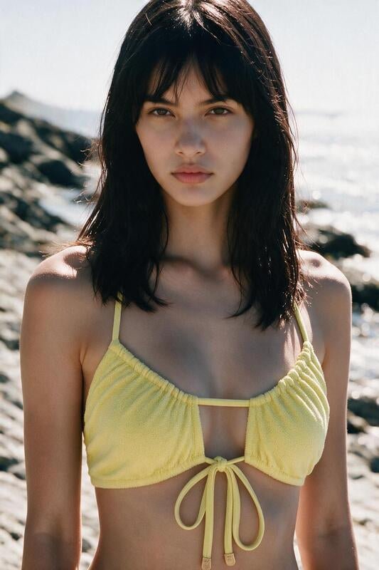 HAI THE LABEL | Teddy Bear Bubblegum Ruched Bikini Top - Jellyboo Yellow