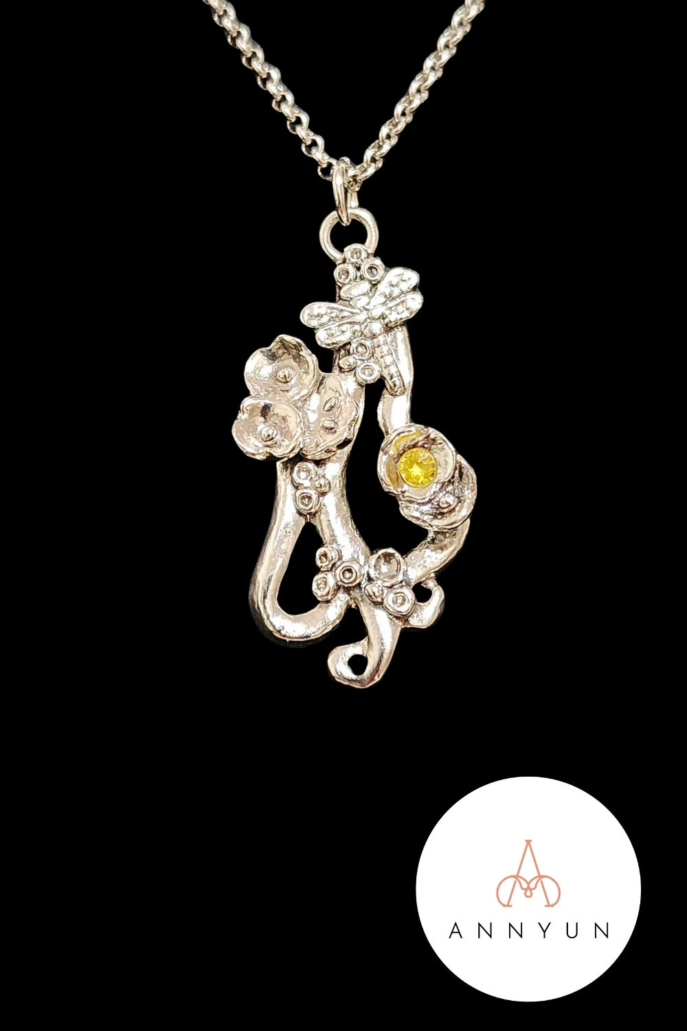 CREATIVE JEWELLERY STUDIO | Yellow Sapphire, Silver "Botanical Fantasy" Pendant Necklace by Annyun