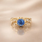 FOUNDATION JEWELLERS | 750 Y/G Peranakan Natural Diamond Ring With 'Flower' 3.41gm, D6-0.12ct, B. Sap 1 - 1.32ct