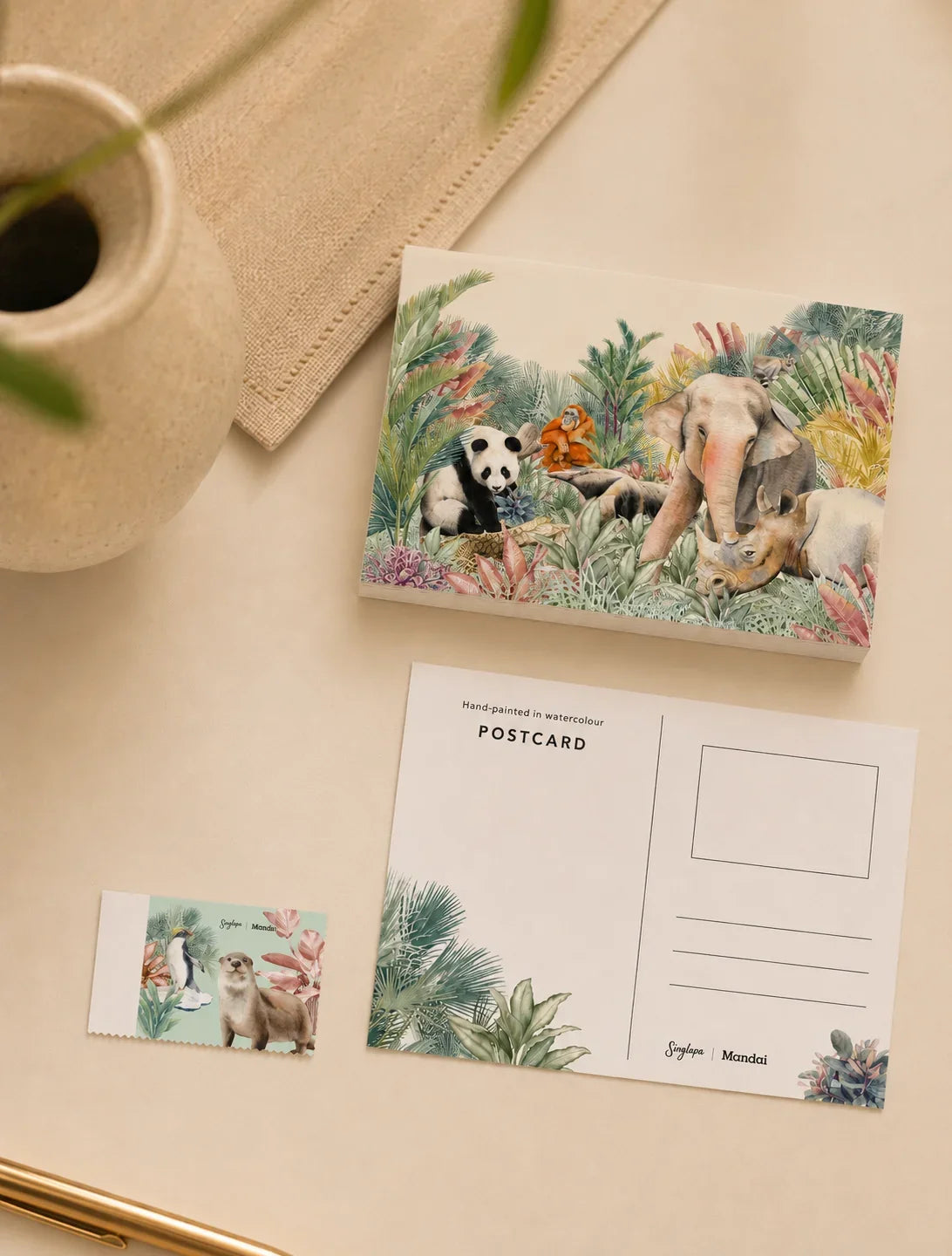 MANDAI WILDLIFE GROUP | MANDAI x SINGLAPA | Living Tapestry Postcard + Stamp Set
