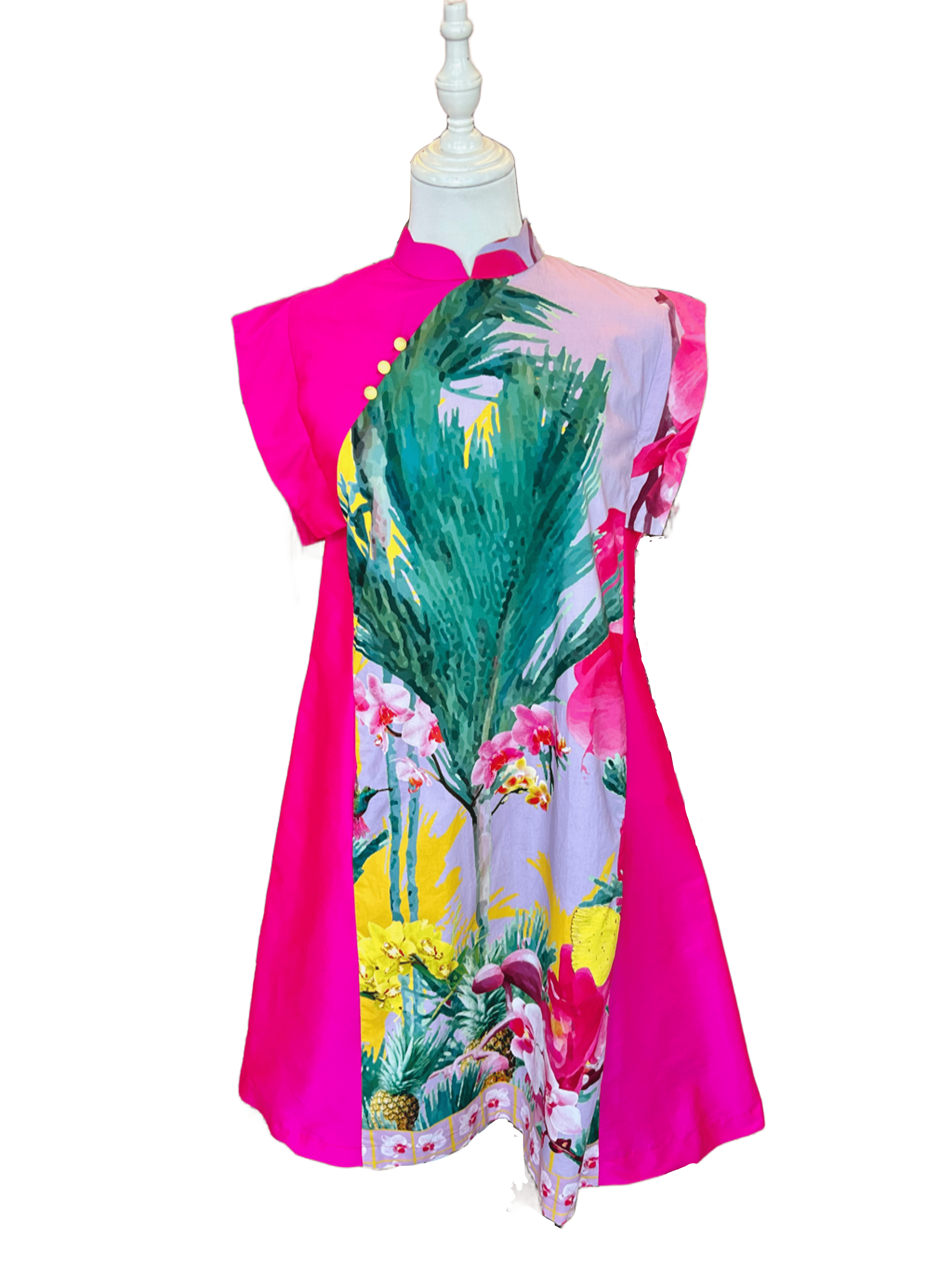 TRIOLOGIE | Phalaenopsis Mandarin Collar Swing Dress