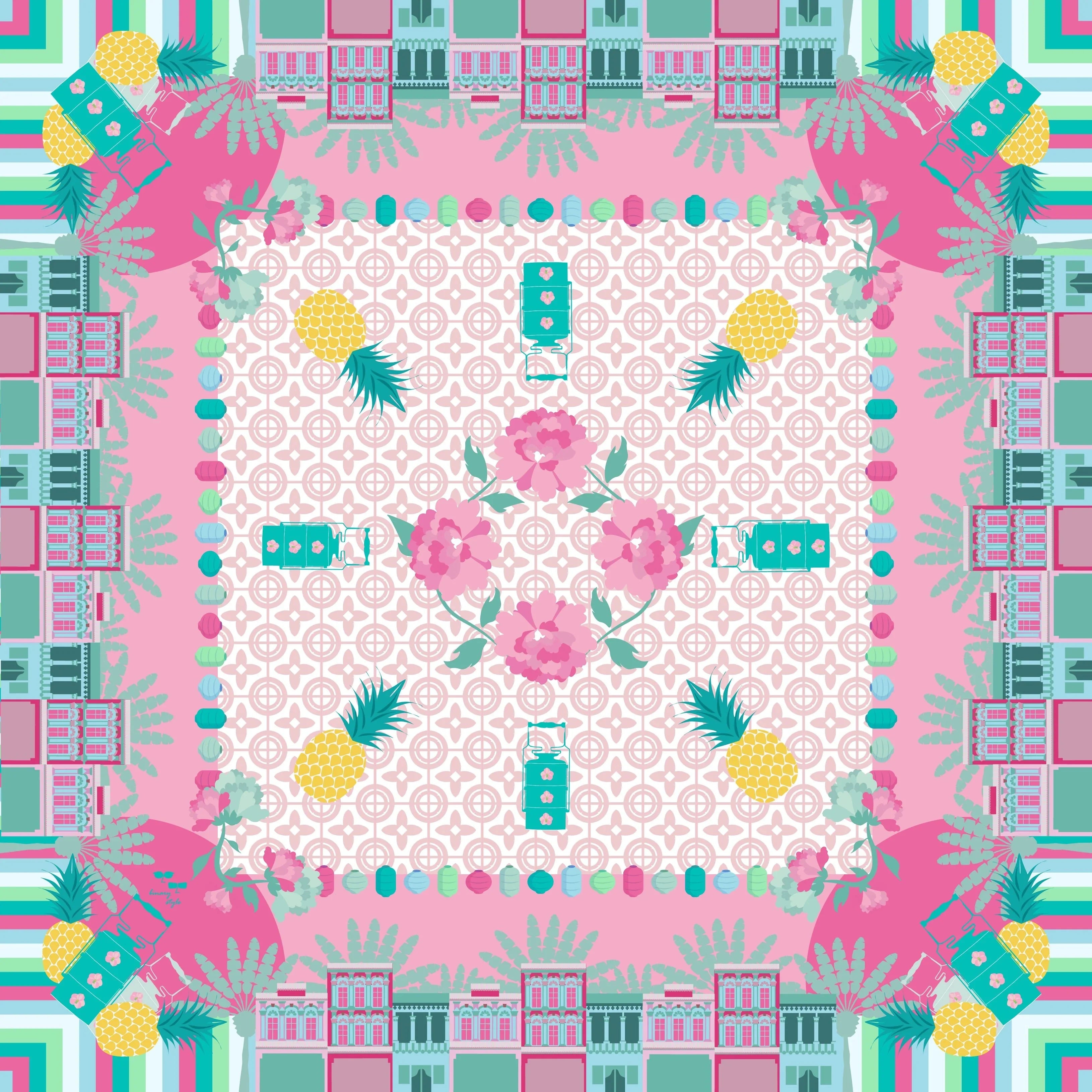 BINARY STYLE | Peranakan Manis 115x115cm Square Scarf