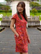NIMBU | Ruby Blossom Women's Dress With Pockets In Red Floral