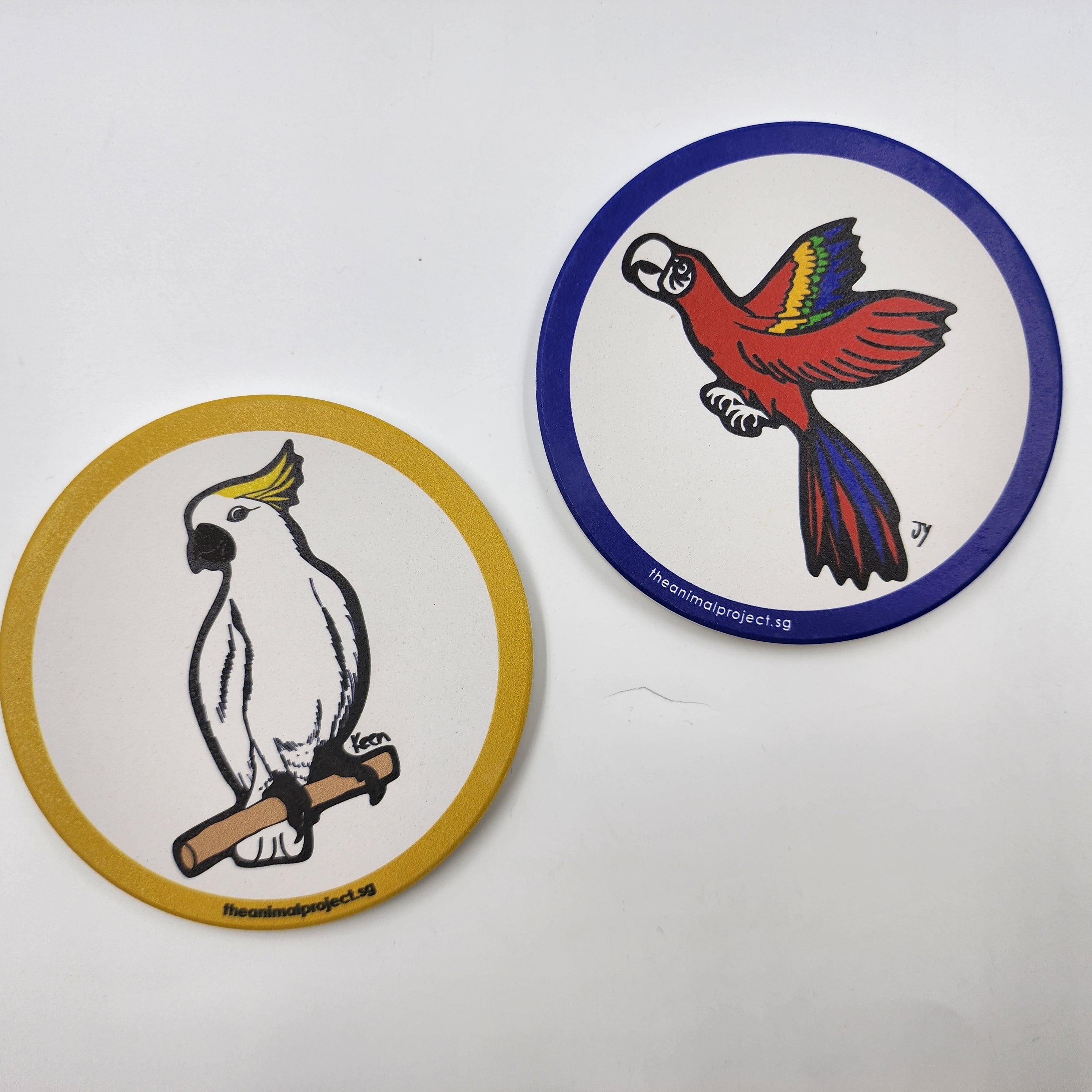 THE ANIMAL PROJECT | Ceramic Coaster (Set of 2) Macaw & Cockatoo