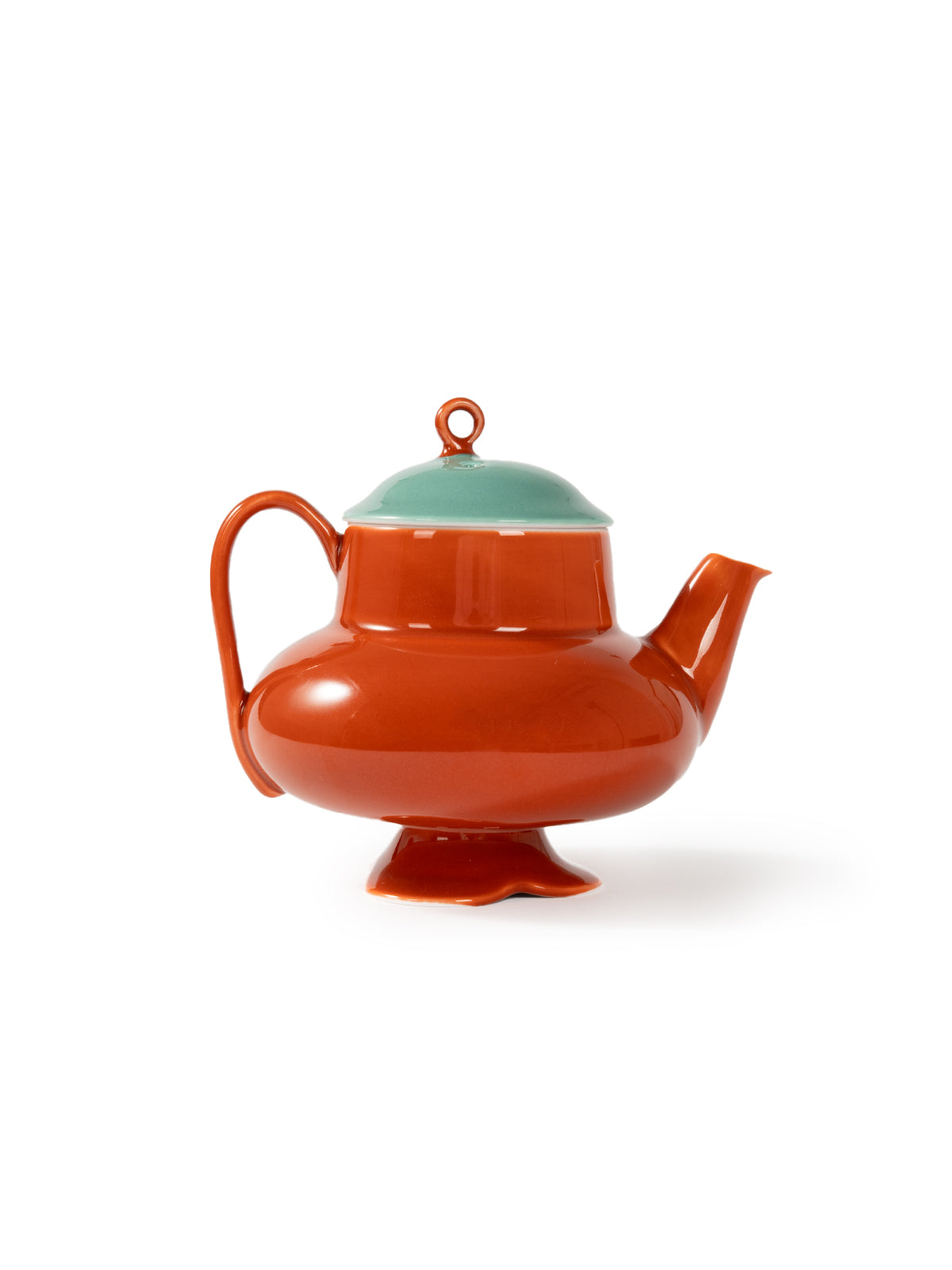 CRAFILAB | Brick Red & Turquoise Round Teapot