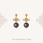 THE ANTECEDENT STORE | Ruyi Knots With Silver Obsidian Earrings