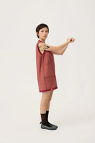3EIGHTH | Cocoon Jersey Reversible Dress in Burgundy & Sappanwood