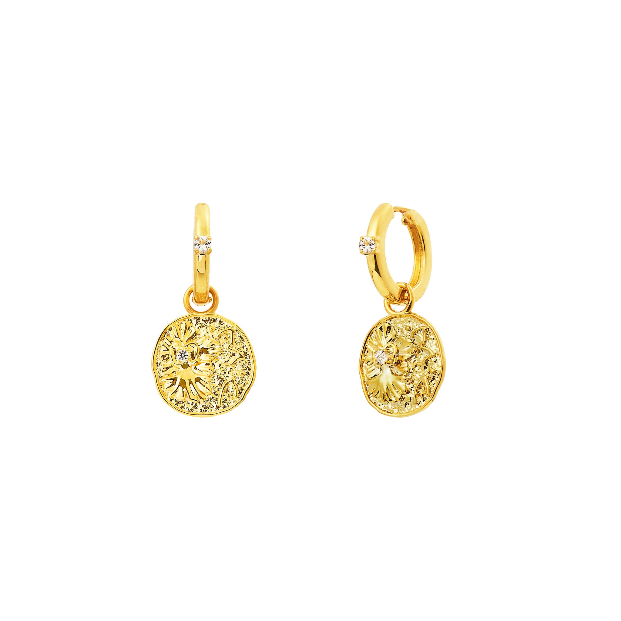 RISIS | Athena Pendant Earrings in Gold with White Topaz