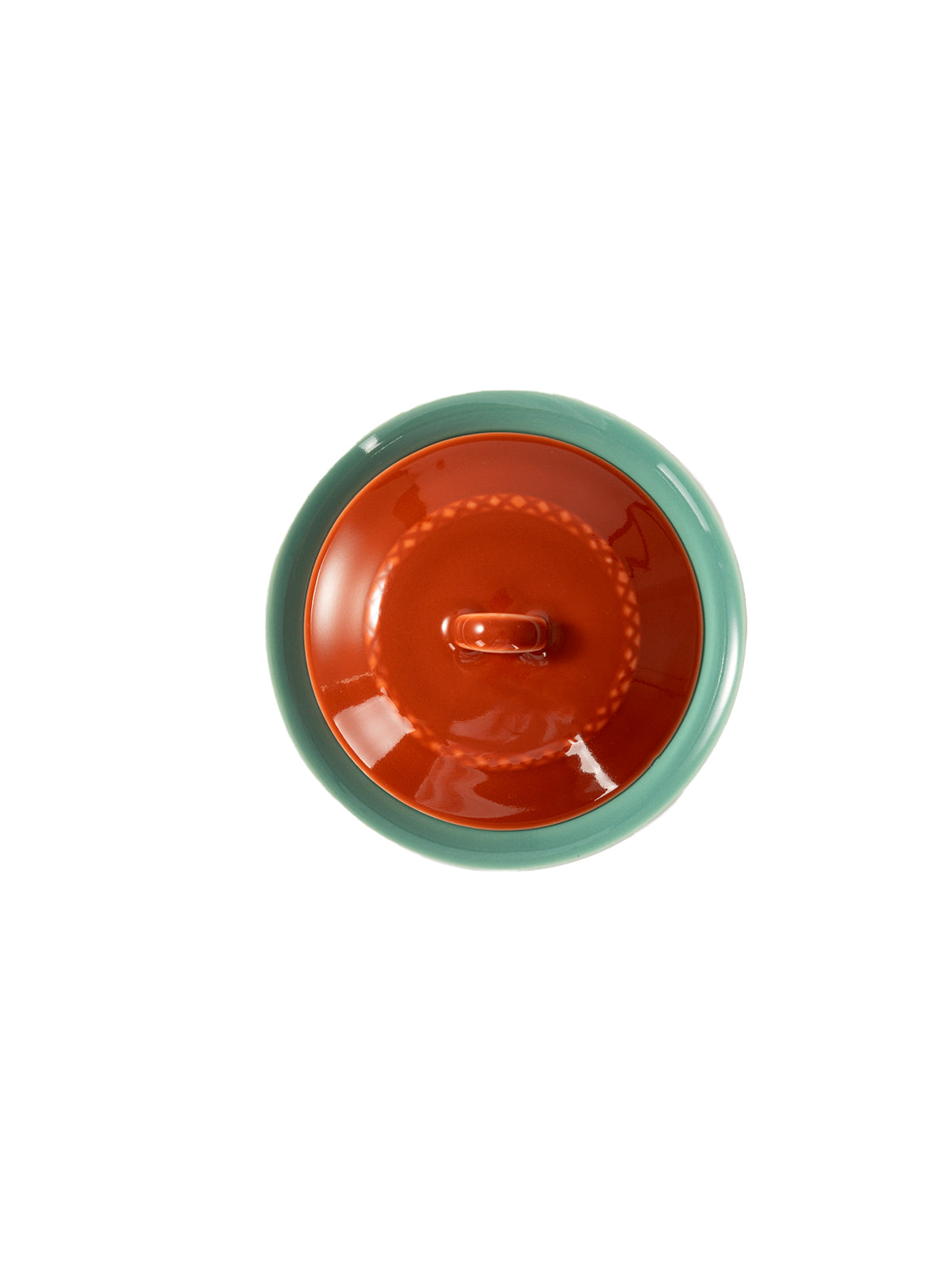 CRAFILAB | Brick Red & Turquoise Three&Legged Lidded Bowl