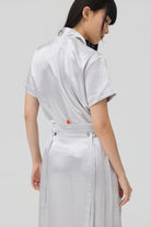 3EIGHTH | Nimai 2-Way Scarf Top In Silver Satin