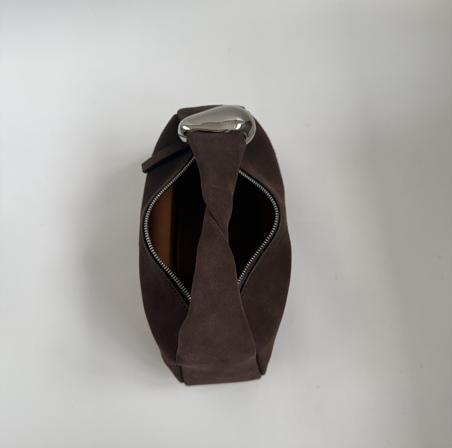 WU HAUS | Orbit Lightweight Suede Coffee Sculptural Bag