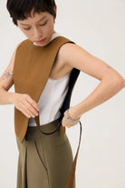 3EIGHTH | GYAKU 2-Way Reversible Vest in Black & Caramel