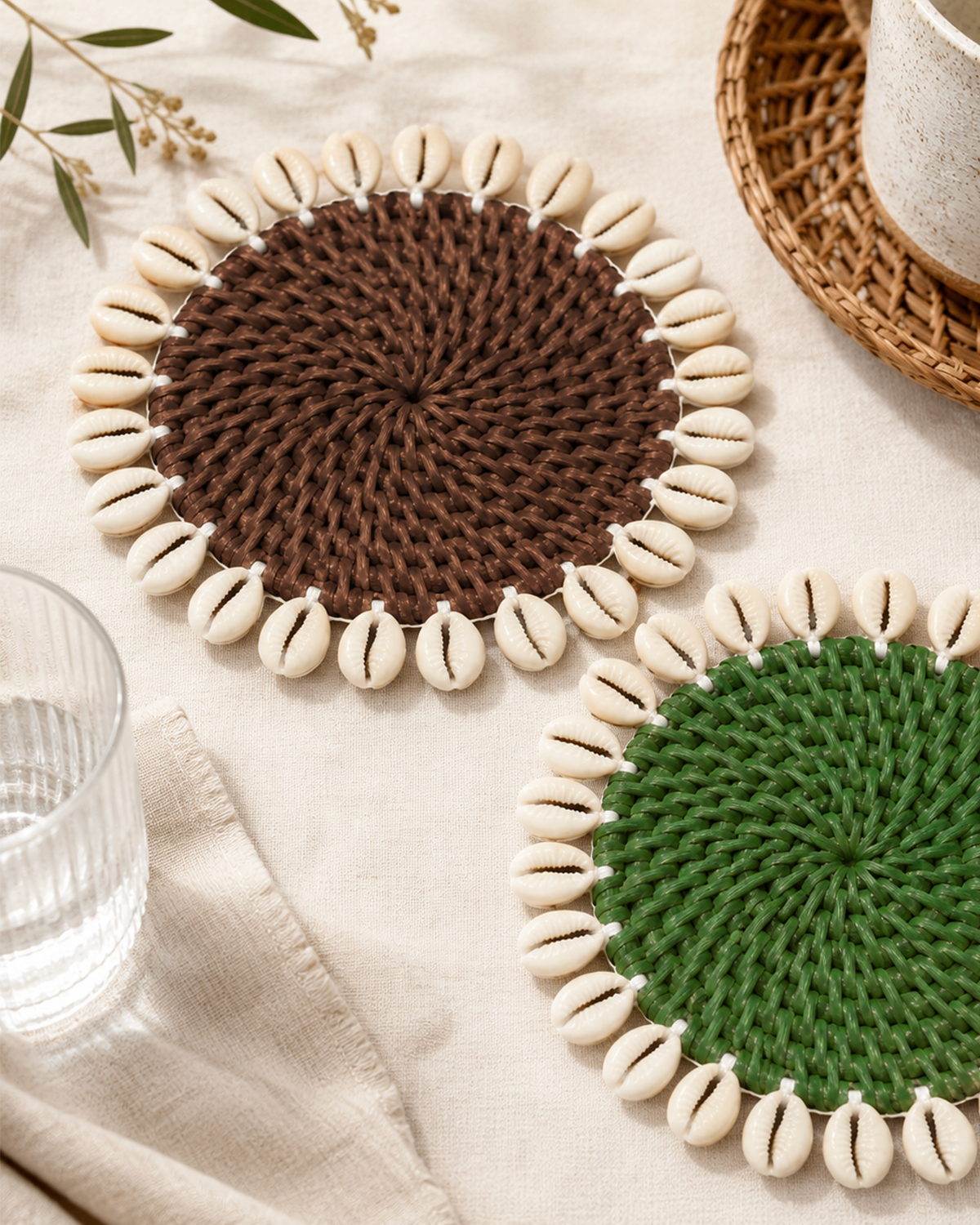 MEJA MAISON DE BALI | The Amour Brown Lentil Cowrie Coaster